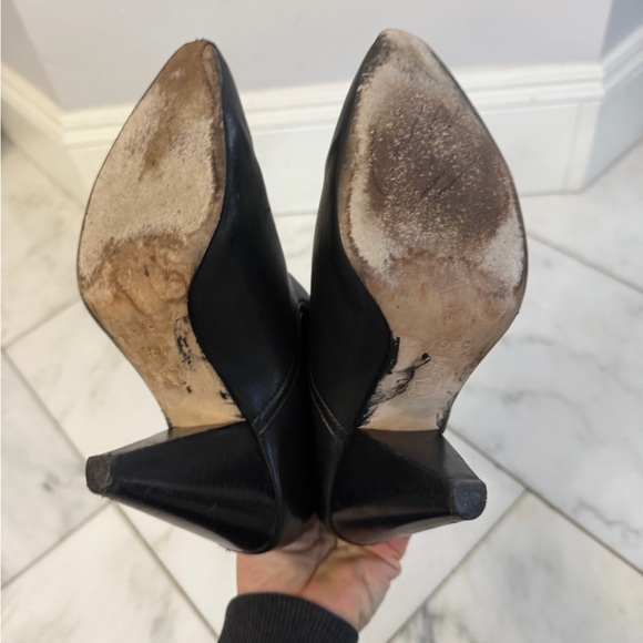 Joie womens 6-6.5 euro 36.5 black soft leather cone heel almond toe midcalf boot - Picture 6 of 9